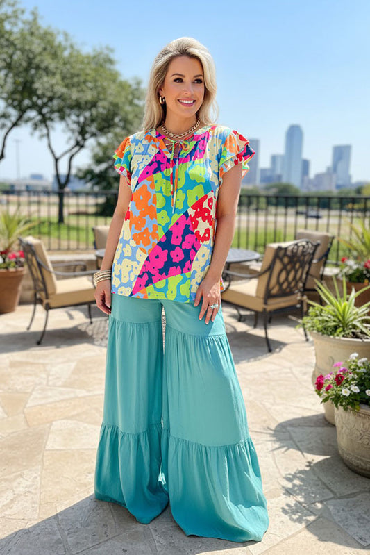 Trendy turquoise wide leg women's boutique pant Southern Stitch YMY14804