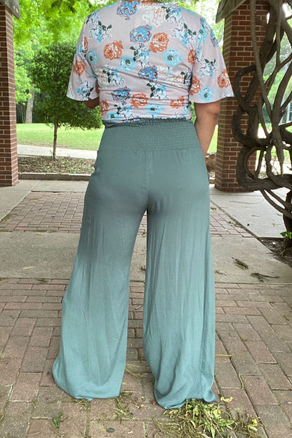 Solid turquoise long straight women pants w/pockets YMY15192 (GS5)