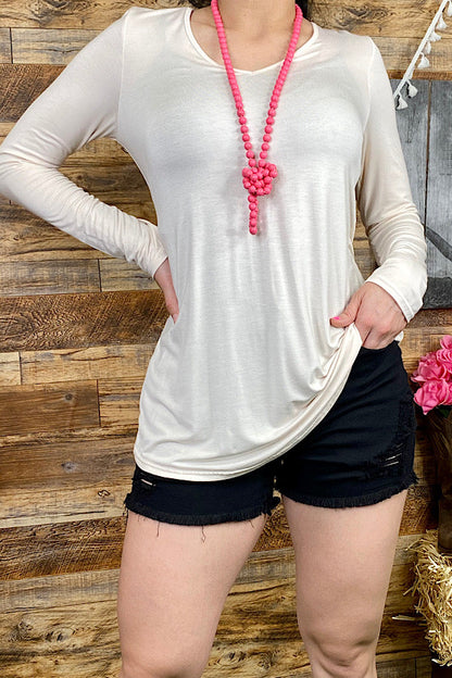 Western silid color beige long sleeve women's boutique top YMY8585