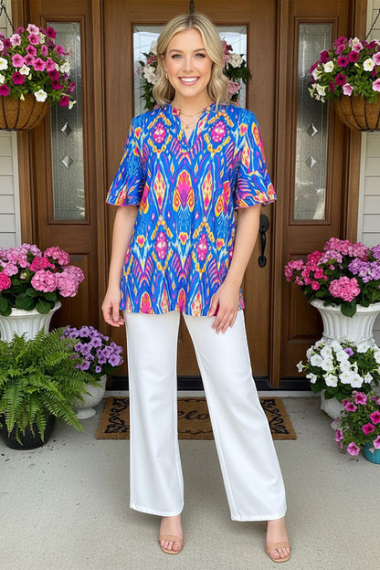 Western tribal pattern short sleeve women's boutique top Southern Stitch GJQ15883