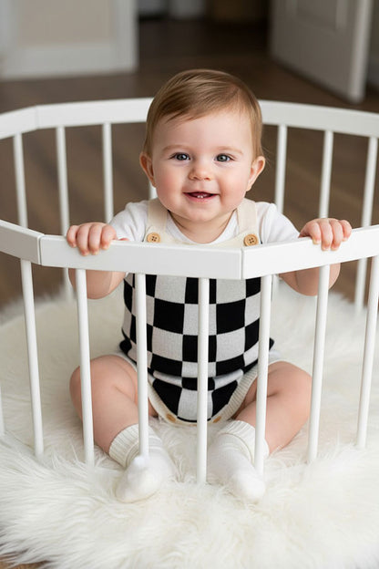 Checkered knitted adjustable sweater infant baby onesies 250933M