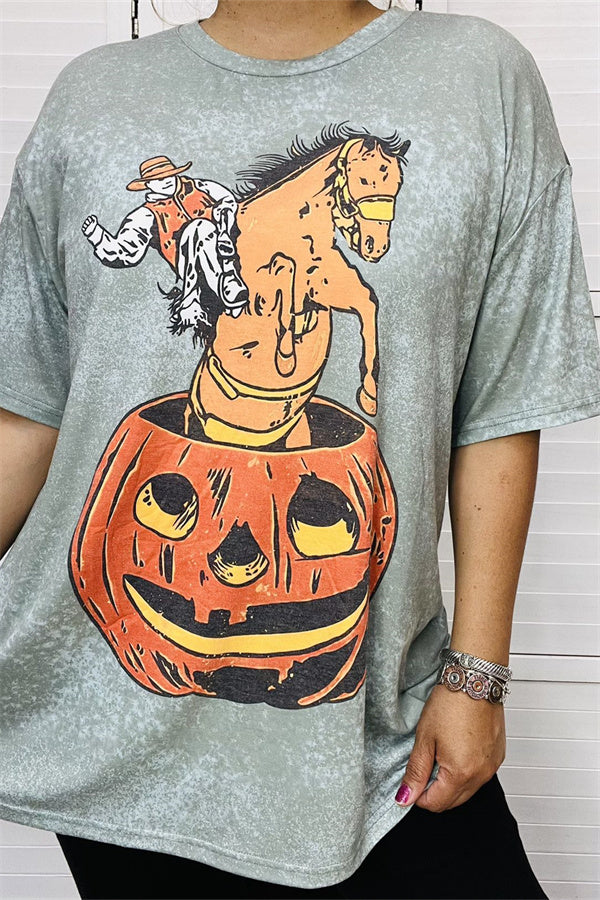 XCH13662 PUMPKIN COWBOY SHORT SLEEVE TEE