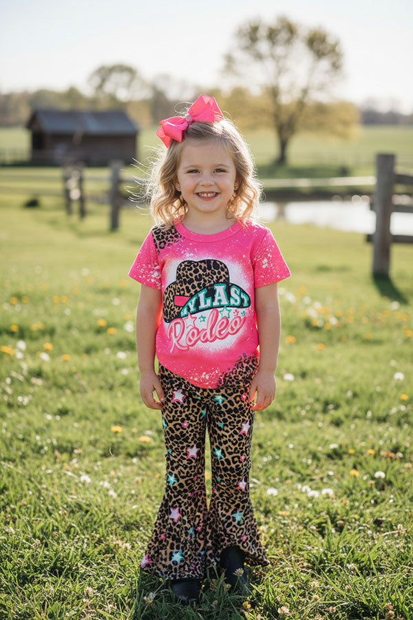 "MY LAST REDEO" top & leopard pant 2pc western girls sets XCH0018-17