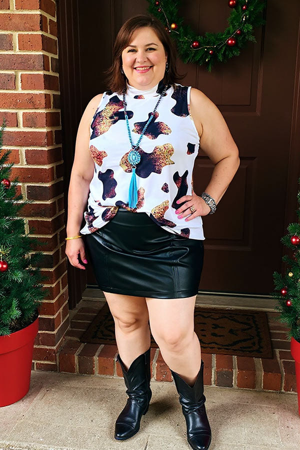BQ14112 BLACK LEATHER SHORT SKIRTS