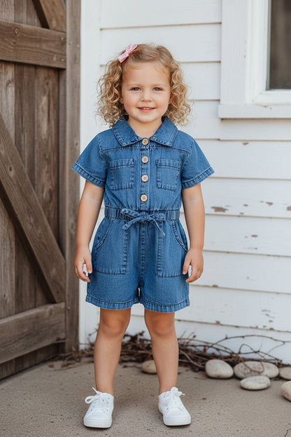 One piece soft denim toddler girls jumpsuit 250936M