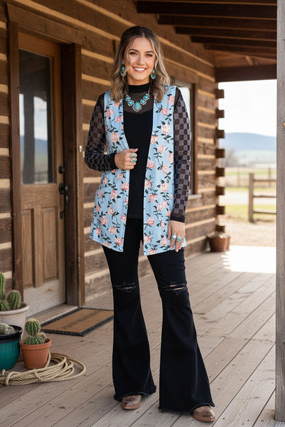 Southern Stitck Floral printed sleeveless split vest BQ4847