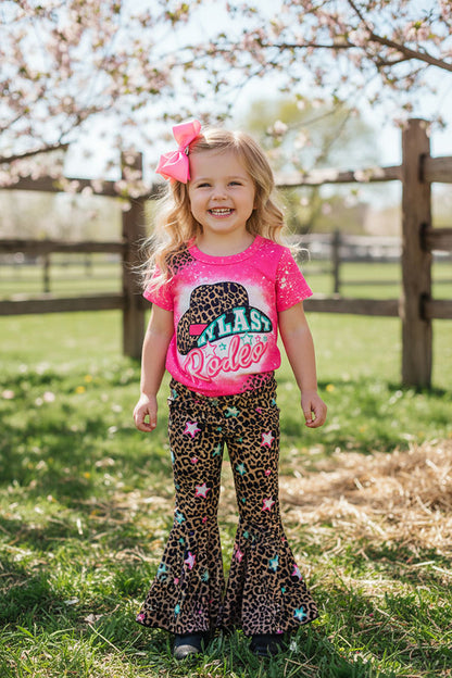 "MY LAST REDEO" top & leopard pant 2pc western girls sets XCH0018-17
