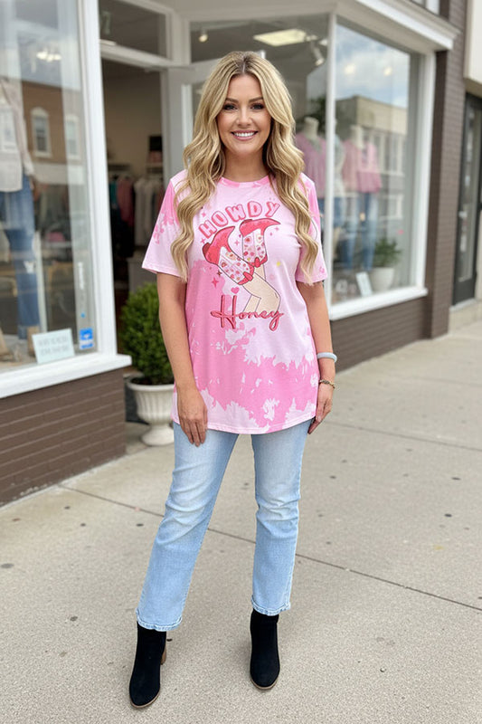 Valentine HOWDY honey boots printed short sleeve women t-shirt XCH14623