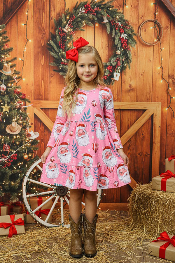Santas & Hearts & Balls print long sleeve dress XCH0017-2H