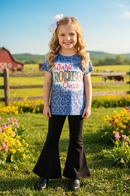 Wholesale RODEO short sleeve top black pant girls sets XCH0018-16