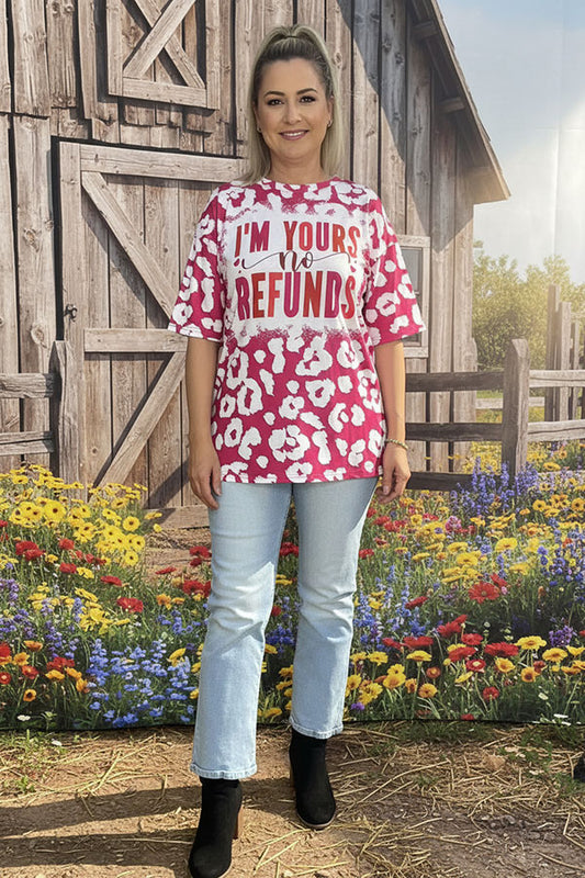 I'M YOURS no REFUNDS red leopard short sleeve women t-shirt XCH14651