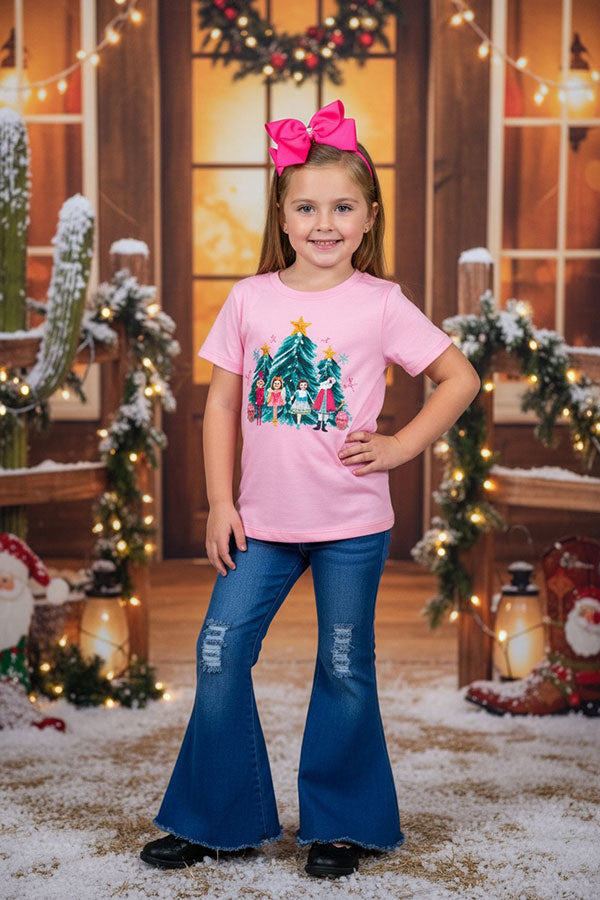 XCH01003 Pink princess print short sleeve girls top wholesale A7S8