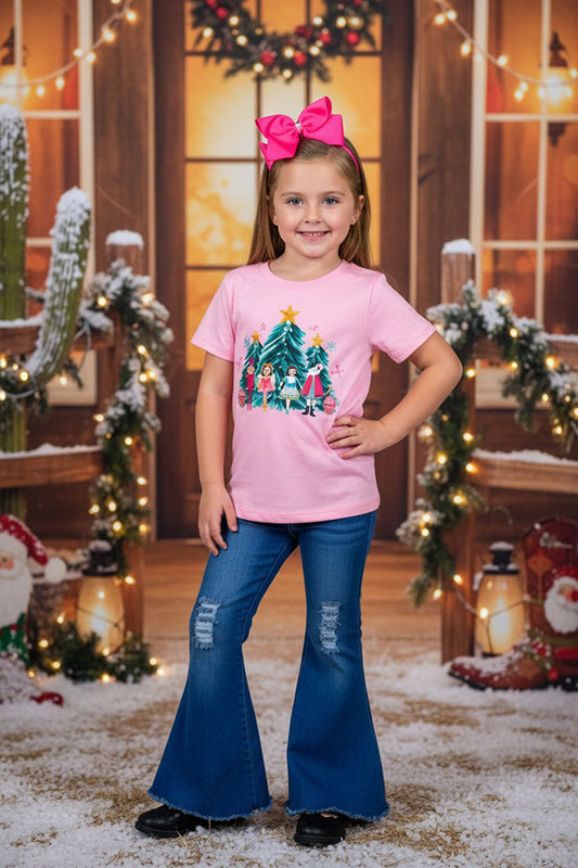 XCH01003 Pink princess print short sleeve girls top wholesale A7S8