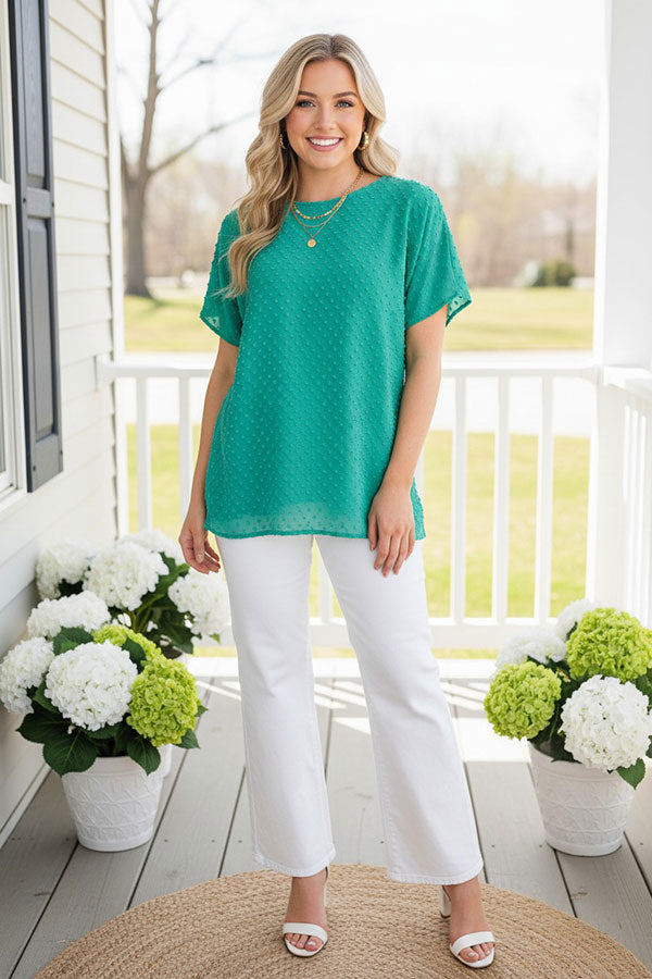 Western mint dot short sleeve women's boutique tops Southern Stitch GJQ15830
