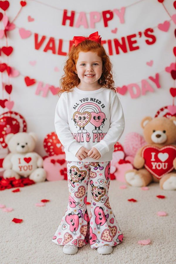 "ALL YOU NEED IS LOVE A PIAAZ" top & bell bottom 2pc girls sets X0018-15