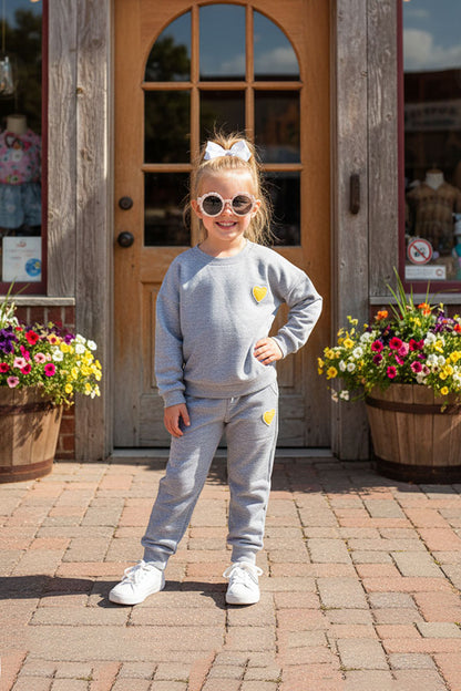 DLH2699 Wholesale fall clothing grey long sleeve pullover sweatshirt suit