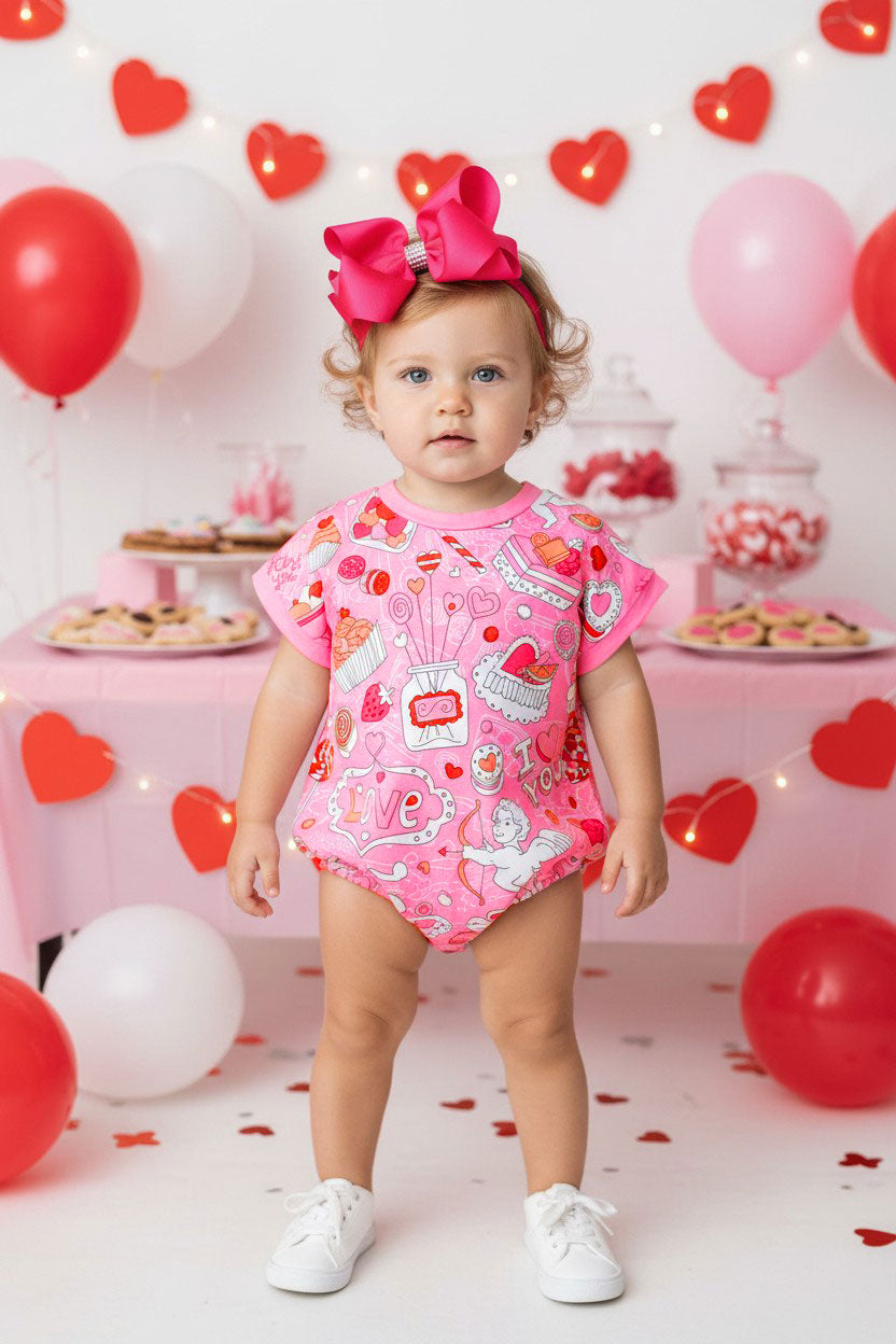 Valenine's oversize LOVE & sweet baby girls onesies XCH05011
