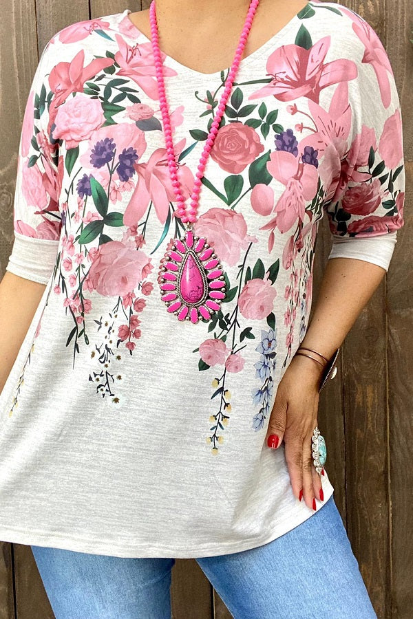 Floral multi-color printed short sleeves women top XCH15061