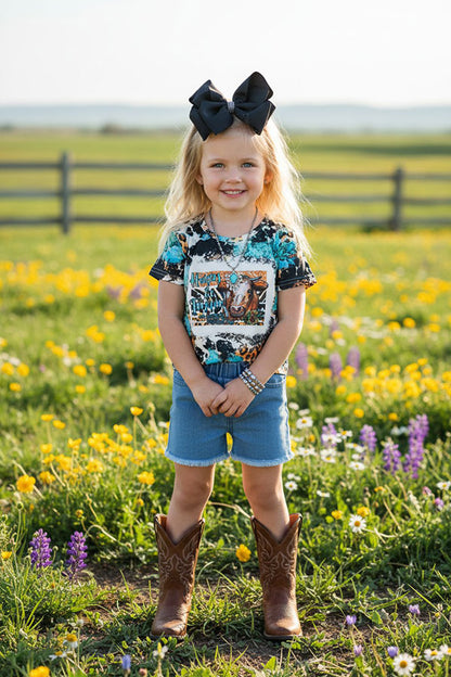 "Heifers be trippin'"cow & animal print short sleeve t-shirt XCH0722-18H