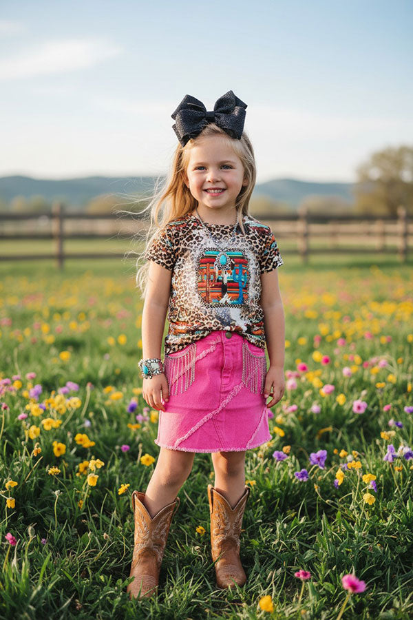 Cactus, serape, & leopard print short sleeve t-shirt XCH0722-20H