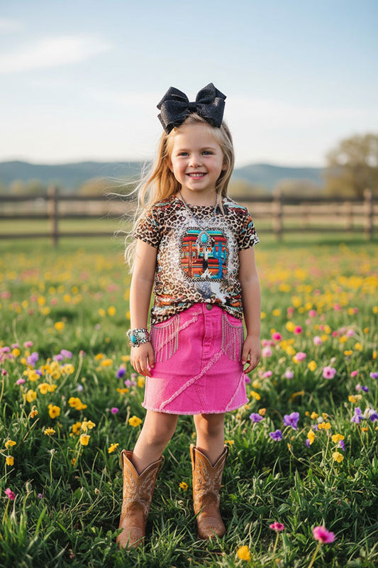 Cactus, serape, & leopard print short sleeve t-shirt XCH0722-20H