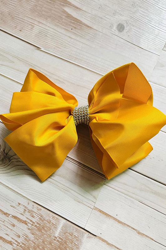 Chic double layer rehinestone 7.5" yellow boutique girls hairbow $12 for 12pc