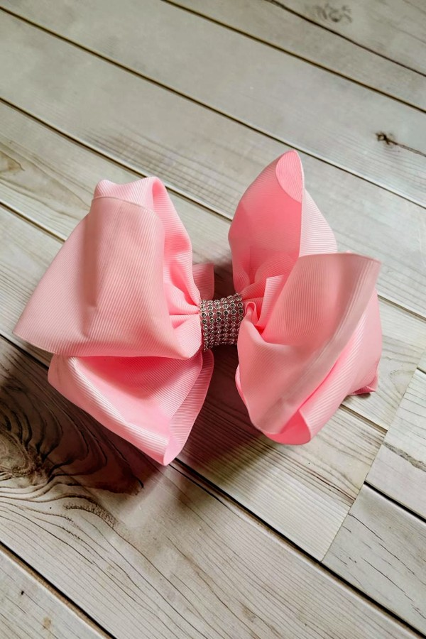 Chic double layer rehinestone 7.5" pink boutique girls hairbow $12 for 12pc