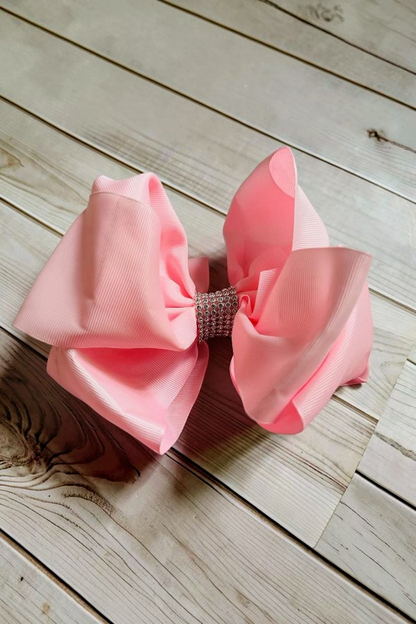 Chic double layer rehinestone 7.5" pink boutique girls hairbow $12 for 12pc