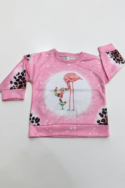 Western leopard flamigo tie dye Christmas girls botuique sweatshirt DLH2711
