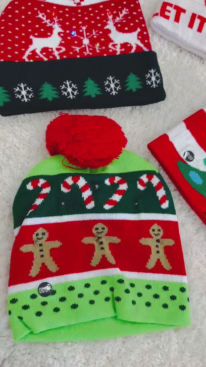 Christmas one size toddler unisex kids hat w/lights