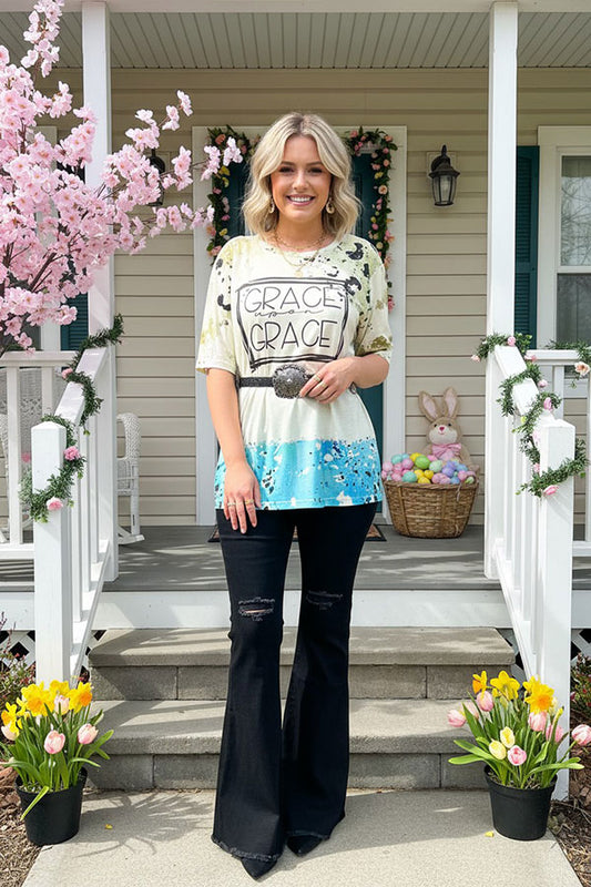 DLH14755 GRACE printed short sleeve women top