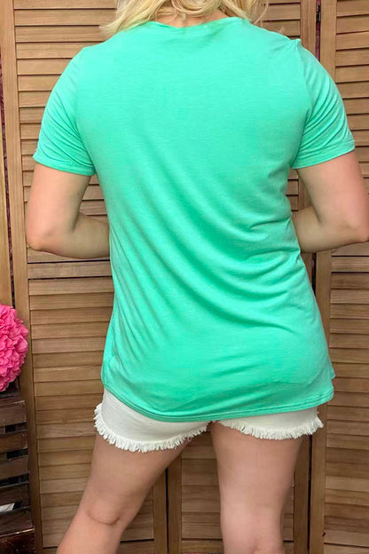 MAMA BEAR Tiffany blue printed short sleeve women t-shirt DLH9254