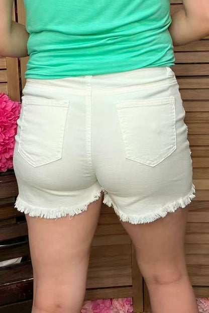 Western denim shorts white distressed women's boutique shorts Southern Stitch J155