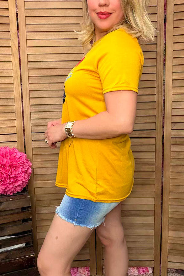 KEEP ON TRUCKIN yellow short sleeve women t-shirt DLH9121-2