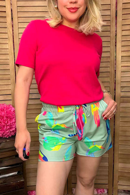 Southern Stitch spring birds printed high waist women shorts YMY14745