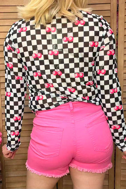 Women's shorts wholesale fuchsia ripped denim fabric & pockets J152