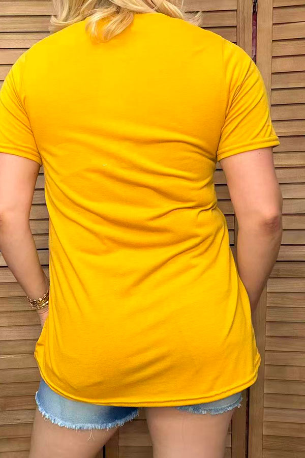 KEEP ON TRUCKIN yellow short sleeve women t-shirt DLH9121-2