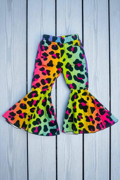 Multi color leopard patterns denim pant girls jeans DLH2728