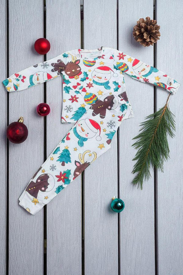 Christmas knitted fabric top & pant unisex 2pc pajamas sets DLH2837