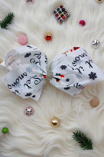 Snowman double layer rhinestone 7.5" hairbow (4PCS/$10.00)
