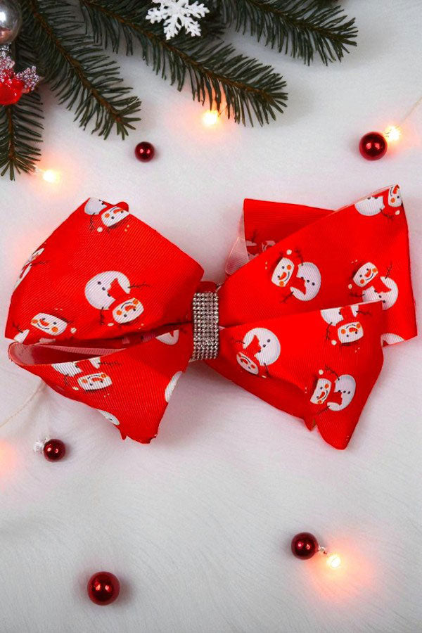 Christmas Red snowman double layer rhinestone 7.5" hairbow (4PCS/$10.00)
