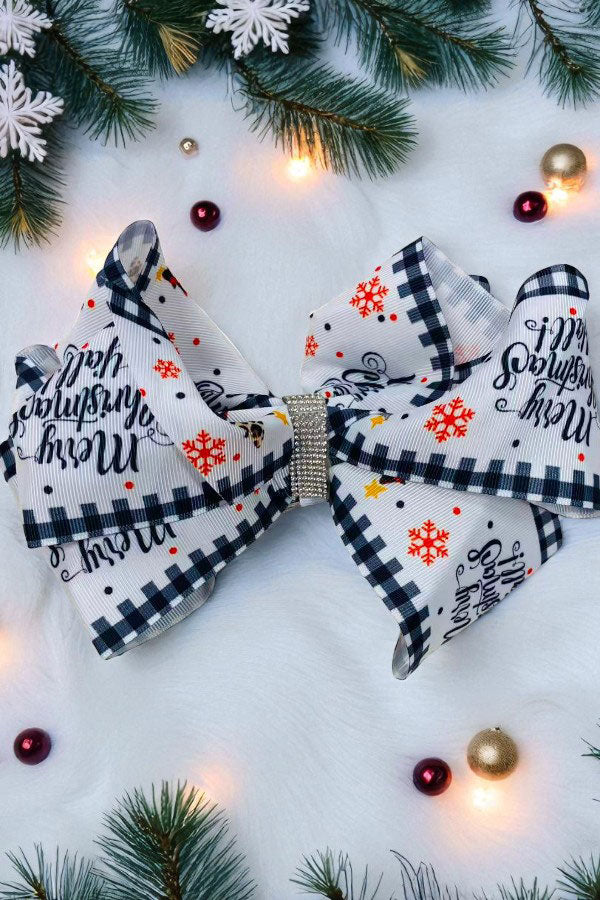 Merry christmas yall double layer rhinestone 7.5" hairbow (4PCS/$10.00)