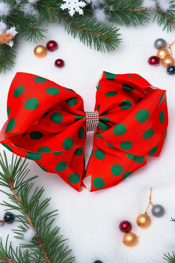 Green dots double layer rhinestone 7.5" hairbow (4PCS/$10.00)