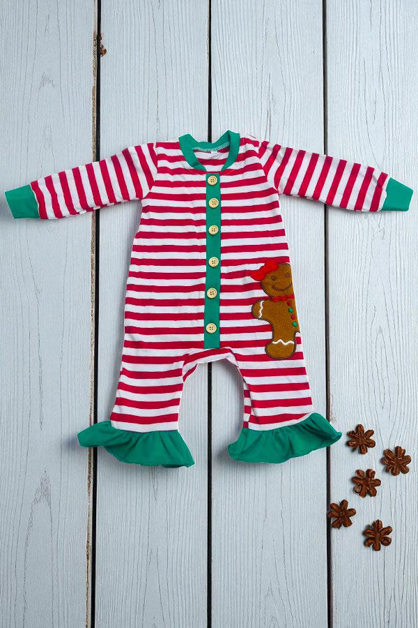 Christmas striped gingerbread dreams sleeper pajamas - Boys & Girls DLH2832