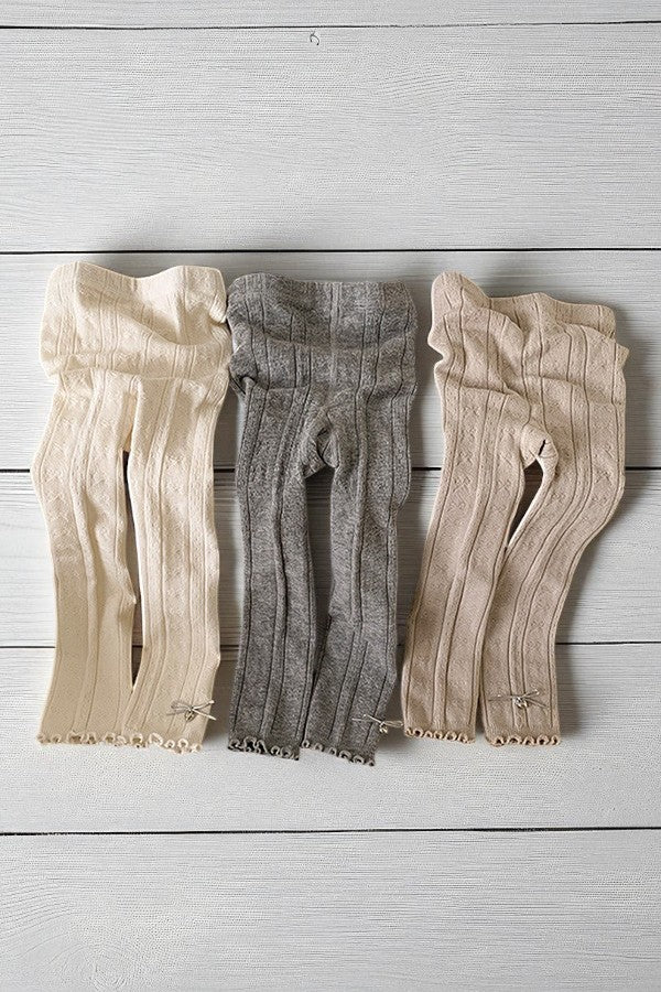 White Knitted socks tight winter fall baby girls legging pant 250707M