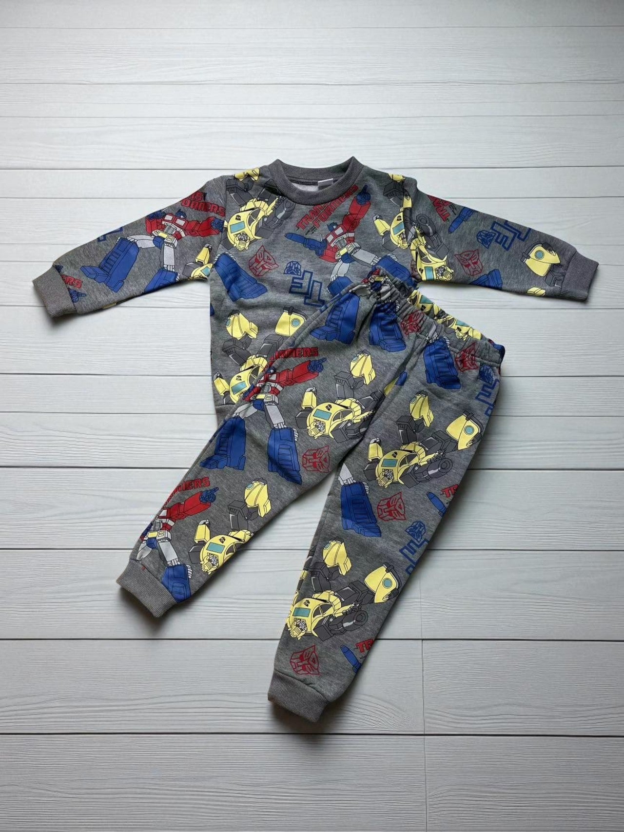 Robots printed thick sweatshirts 2pcs boy's sets 250704M
