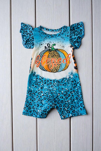 "BLESSED" pumpkin & animal print baby romper D2330