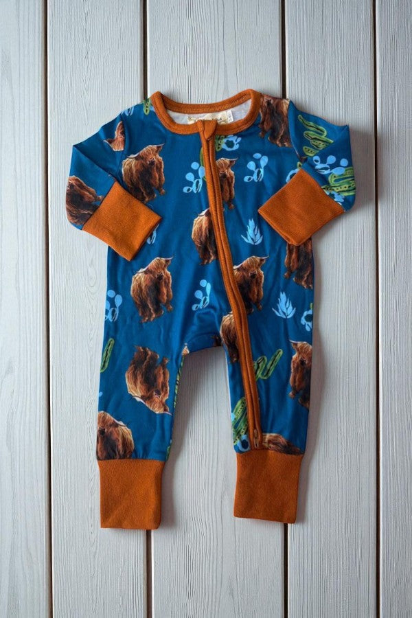 Baby clothes suppliers unisex bull prints western baby romper infant onesie X05004