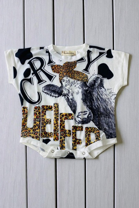 Leopard Cow printed short sleeve infant baby onesie X0014-8