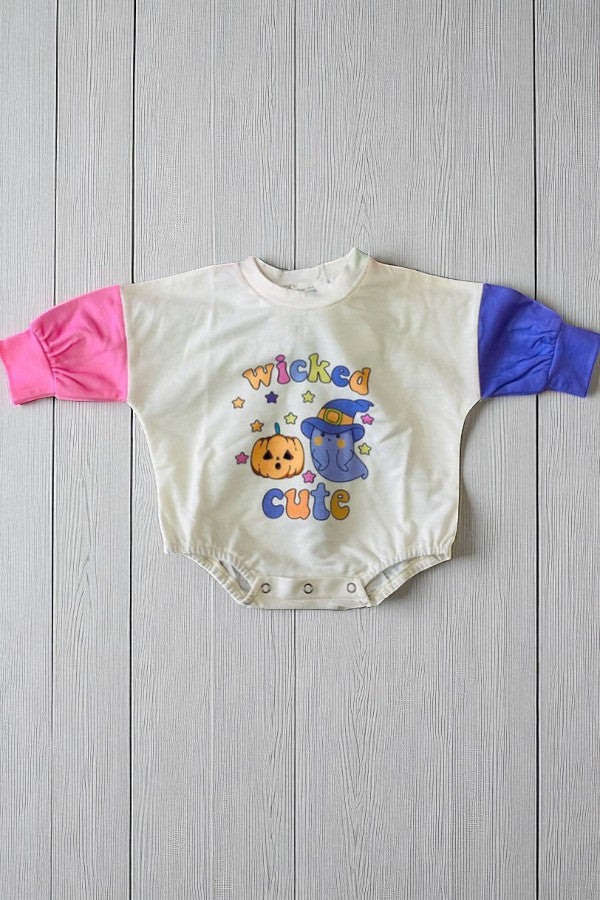 Wholesale wicked cute pumpkin & gost prints baby onesie X0014-1
